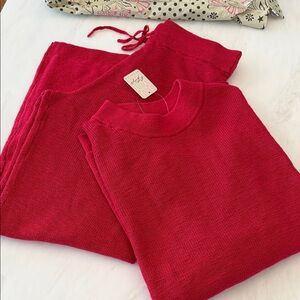 FP BEACH Free People Women's Red soft airy knit SET NWT S